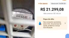 Um morador do bairro Saboó, em Santos, recebeu uma conta de água de R$ 21.299,08 em setembro de 2026. Após reclamar no Procon, teve a fatura reduzida para R$ 264,23 - Imagem: Arquivo Pessoal