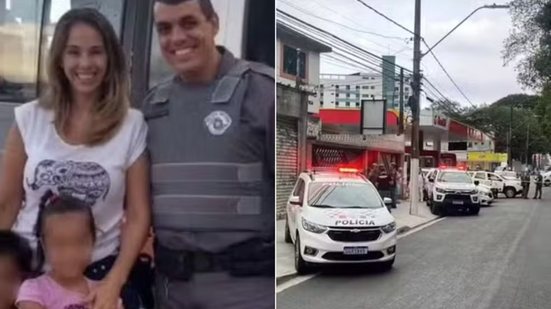 O sargento da Polícia Militar Samir do Nascimento Rodrigues Carvalho foi condenado a 123 anos e quatro meses de prisão pelo assassinato da esposa, Amanda Fernandes Carvalho, e pela tentativa de homicídio da filha, em uma clínica no bairro Marapé, em Santos - Imagem: Vanessa Rodrigues/A Tribuna Jornal e Redes sociais