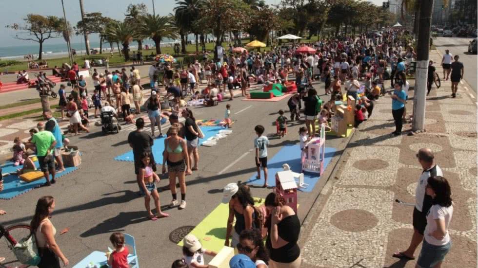 avenida da praia vai virar um grande parque neste domingo, das 10h às 14h, com a edição especial do Vem pra Orla - Imagem: Prefeitura de Santos