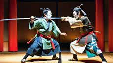 Teatro Nô japonês. Entre a rigidez da madeira e a delicadeza do gesto, a máscara sugere o invisível - Imagem: Reprodução