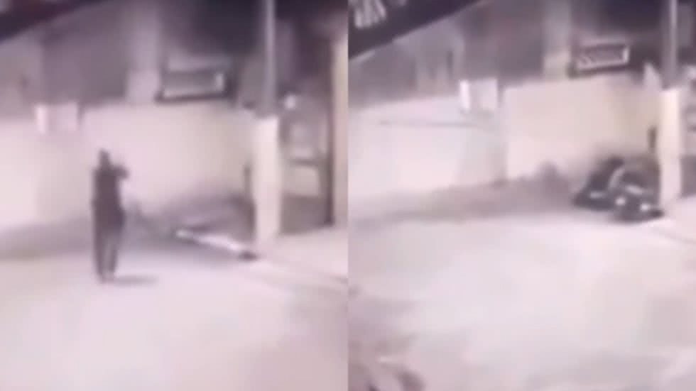 Tentativa de fuga termina em queda sobre policial em Praia Grande - Imagem: Reprodução/ Redes Sociais