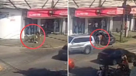 Imagens analisadas pela Polícia Civil mostram o momento em que um homem de 63 anos é agredido e levado à força em Itanhaém. Um suspeito foi preso, outros investigados são procurados e o corpo da vítima ainda não foi localizado - Imagem: Reprodução