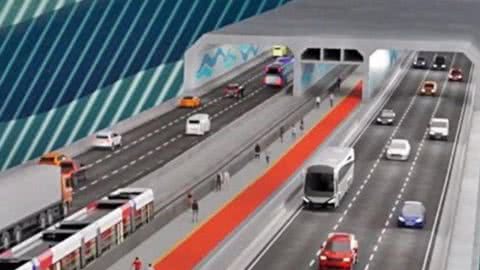 Projeção de como seria o futuro túnel Santos-Guarujá - Imagem: reprodução redes sociais