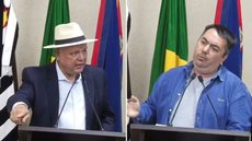 Amarildo Carlos Simoni Lopes (PSD), à esquerda, fez referências à orientação sexual de Jefferson Pécori (PT), à direita, durante discussão sobre uma obra pública na Câmara de Registro. A fala foi repudiada por uma comissão da OAB - Imagem: Reprodução/Facebook
