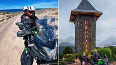 Rosana e Nicolas Cardoso durante a viagem de motocicleta que saiu de Praia Grande e percorreu mais de 13,5 mil quilômetros até Ushuaia, no extremo sul da Argentina - Imagem: Reprodução/Instagram