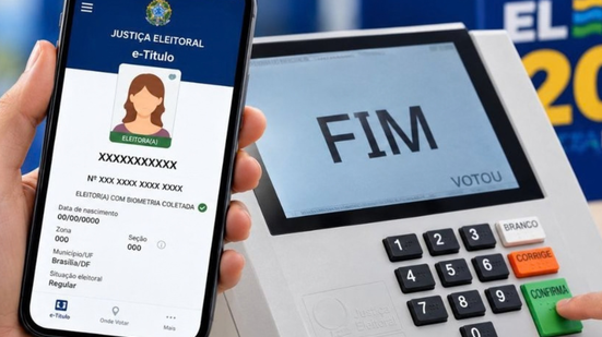 O e-Título com foto pode ser utilizado para identificação, enquanto o celular precisa ser deixado com os mesários antes da entrada na cabine - Imagem: Reprodução
