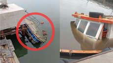 O naufrágio ocorreu devido à maré morta, que causa instabilidade em embarcações durante certas fases da lua - Reprodução / G1 Santos