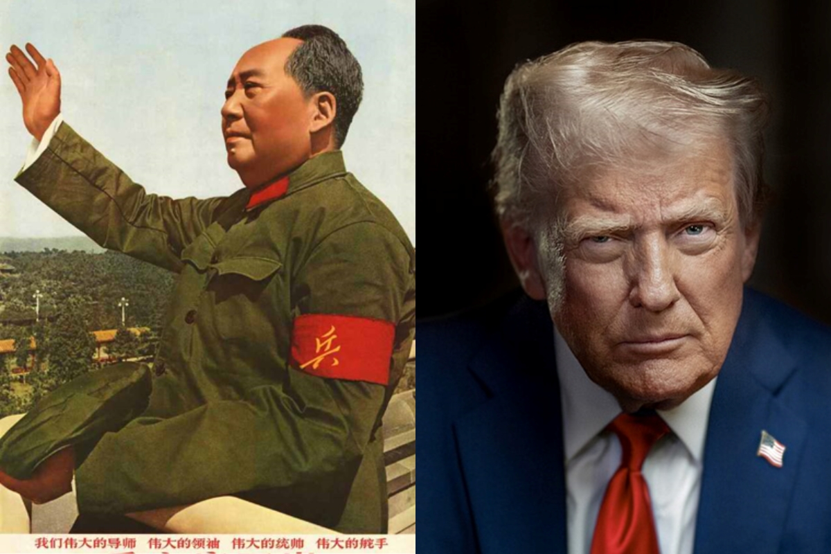 Retrato monumental de Mao Tsé-Tung (Praça Tianamen) e Retrato oficial presidencial de Donald Trump (Casa Branca)