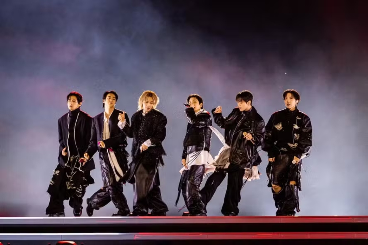 BTS em show em março — Foto: Handout/Bighit Music 