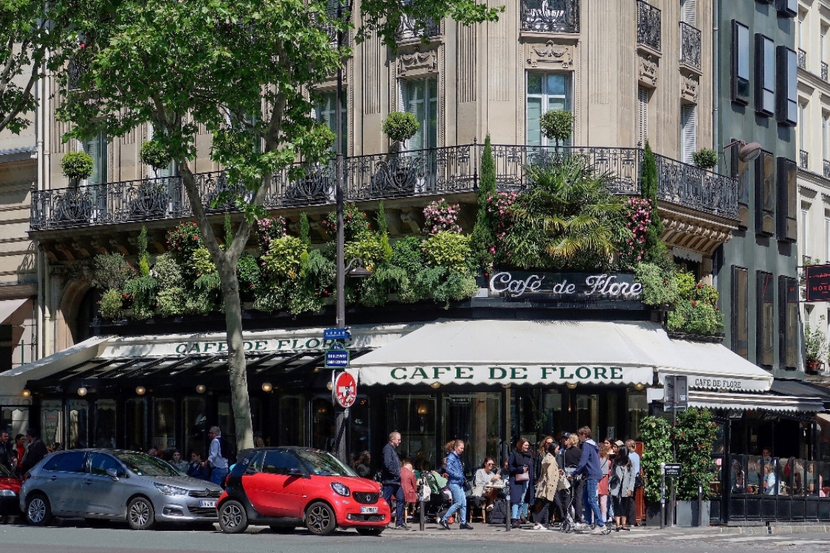Café de Flore, cenário habitual das conversas de Sartre e Beauvoir.