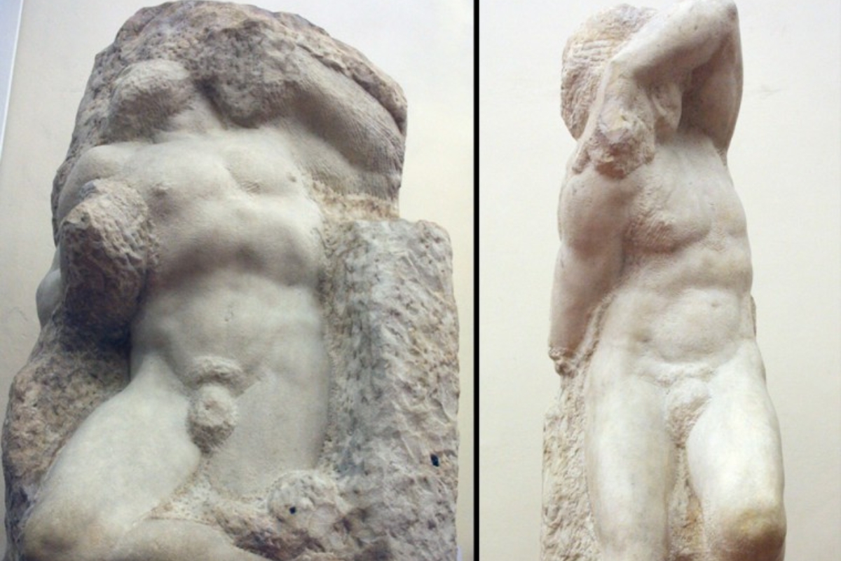 O "Escravo Despertando" e "Jovem Escravo" de Michelangelo, c. 1525–1530