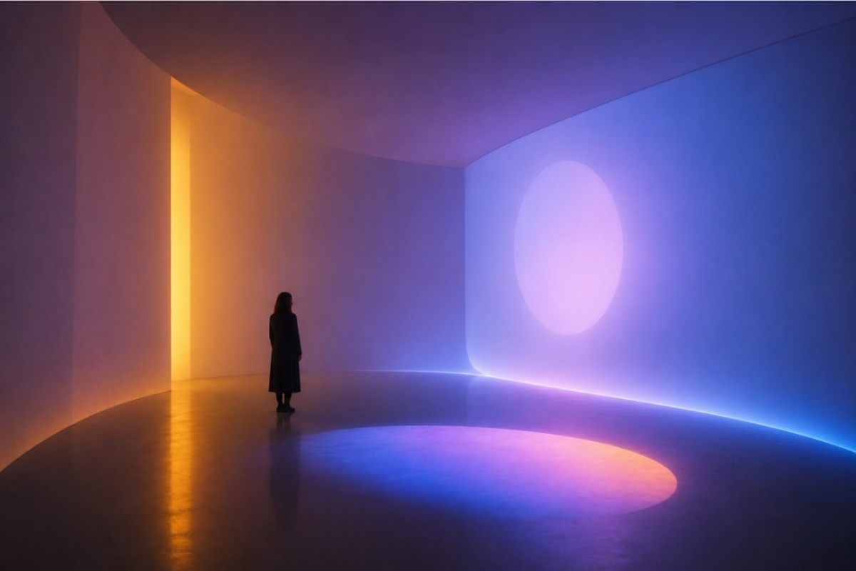 Ambiente contemporâneo de luz e percepção. - Imagem gerada digitalmente para este artigo