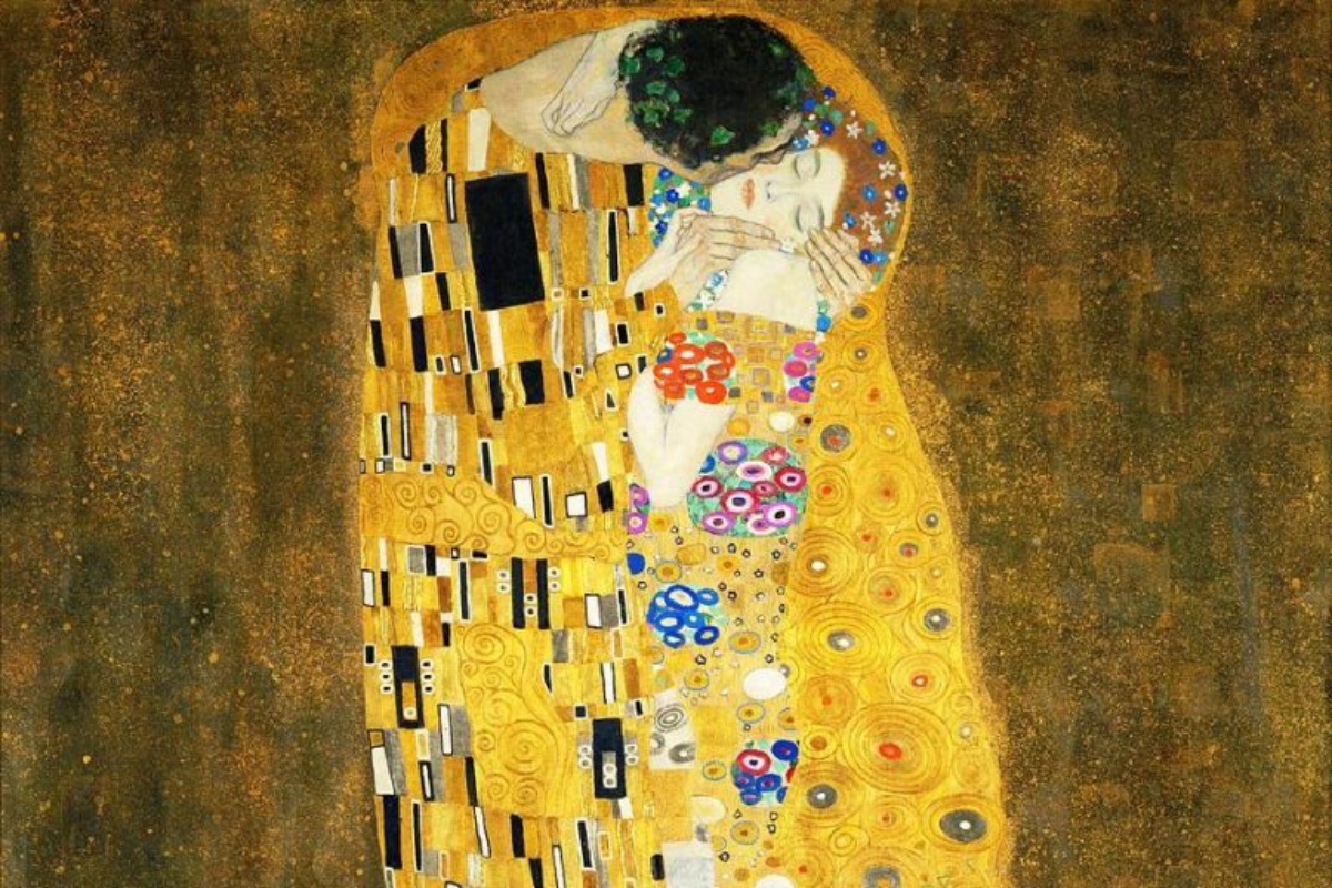 Gustav Klimt, O Beijo (1907-1908). O  desejo que toca a eternidade