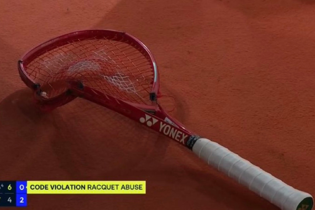 Veja como ficou a raquete de Fonseca - Foto: Reprodução 