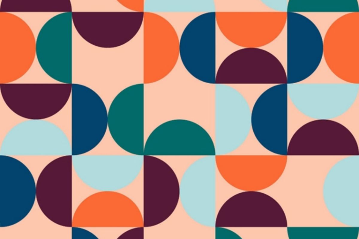 Padrão geométrico contemporâneo inspirado na estética Bauhaus.