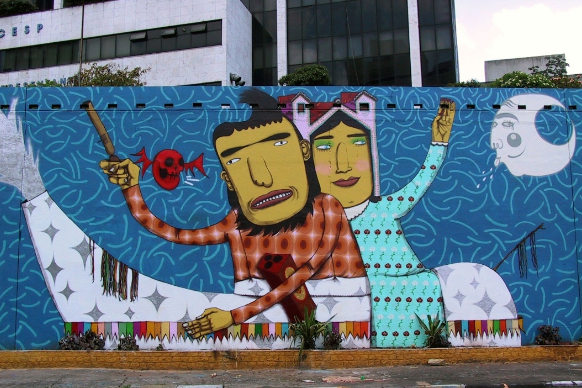 Grafitti na av. 23 de maio em São Paulo (2014), de Os Gêmeos