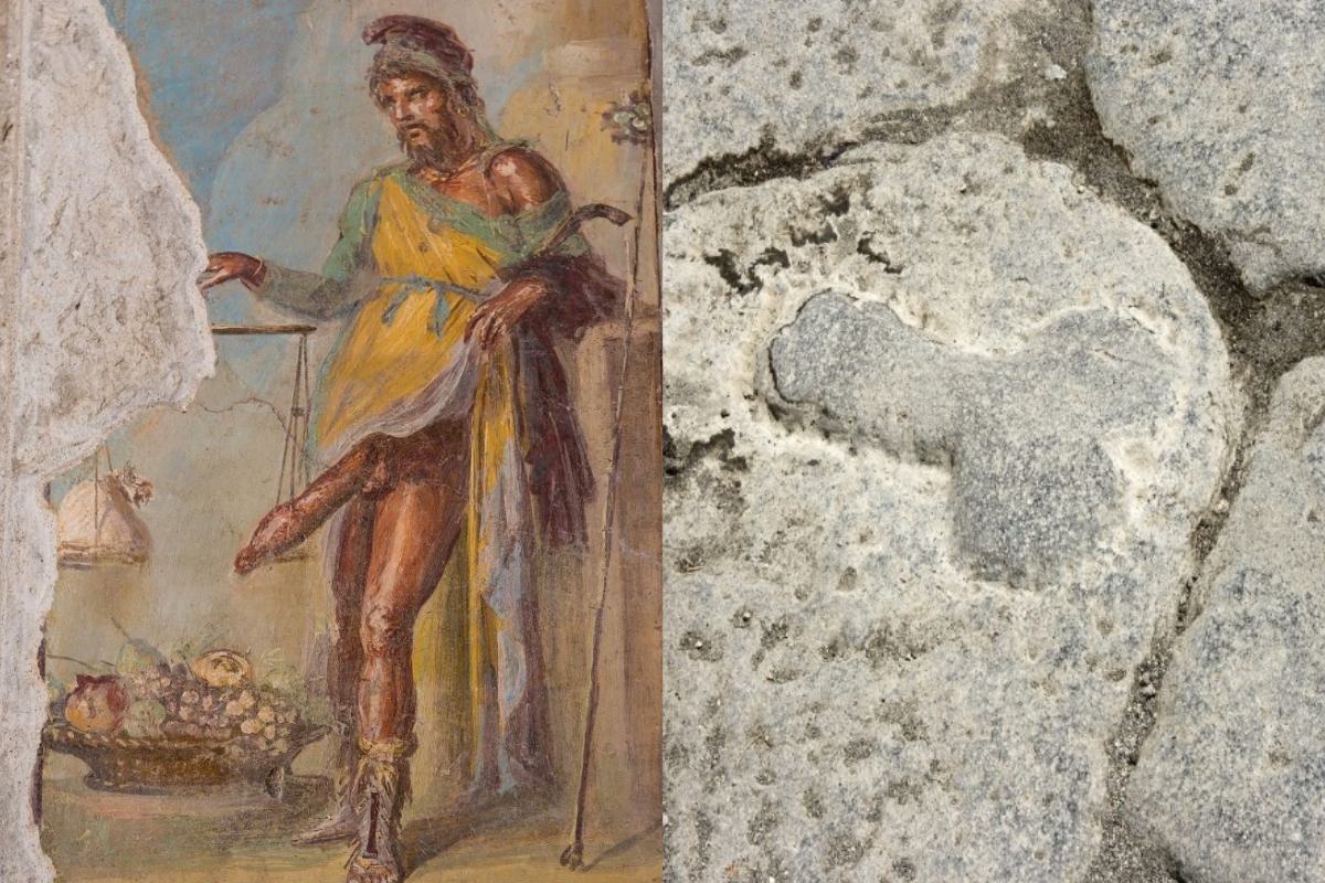 Os símbolos fálicos em Pompeia. Fig.1. Priapus (pintura). Fig. 2.  Gravação em via pública