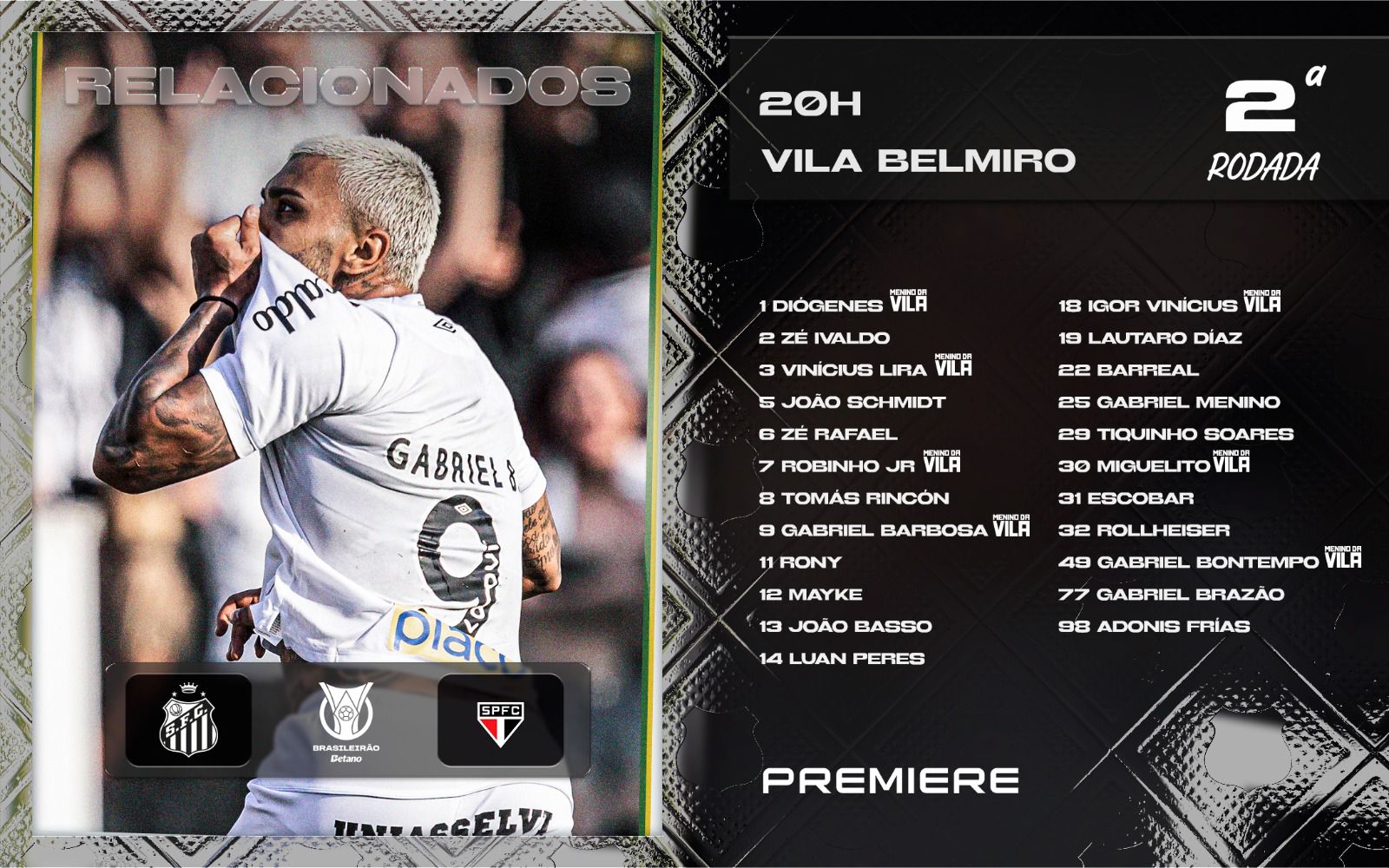 Lista de relacionados - Foto: Divulgação / Santos FC